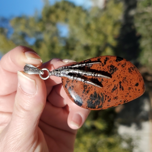 New Mahogany Obsidian 925 Silver Claw Foot Pendant. - Picture 13 of 16
